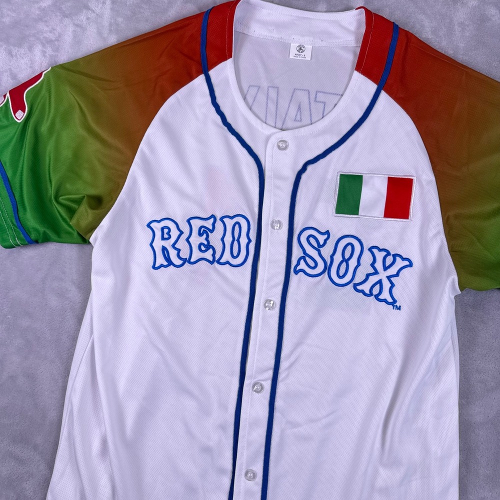Boston Red Sox Italian Heritage Baseball Jersey Mens Small White Green Red 24